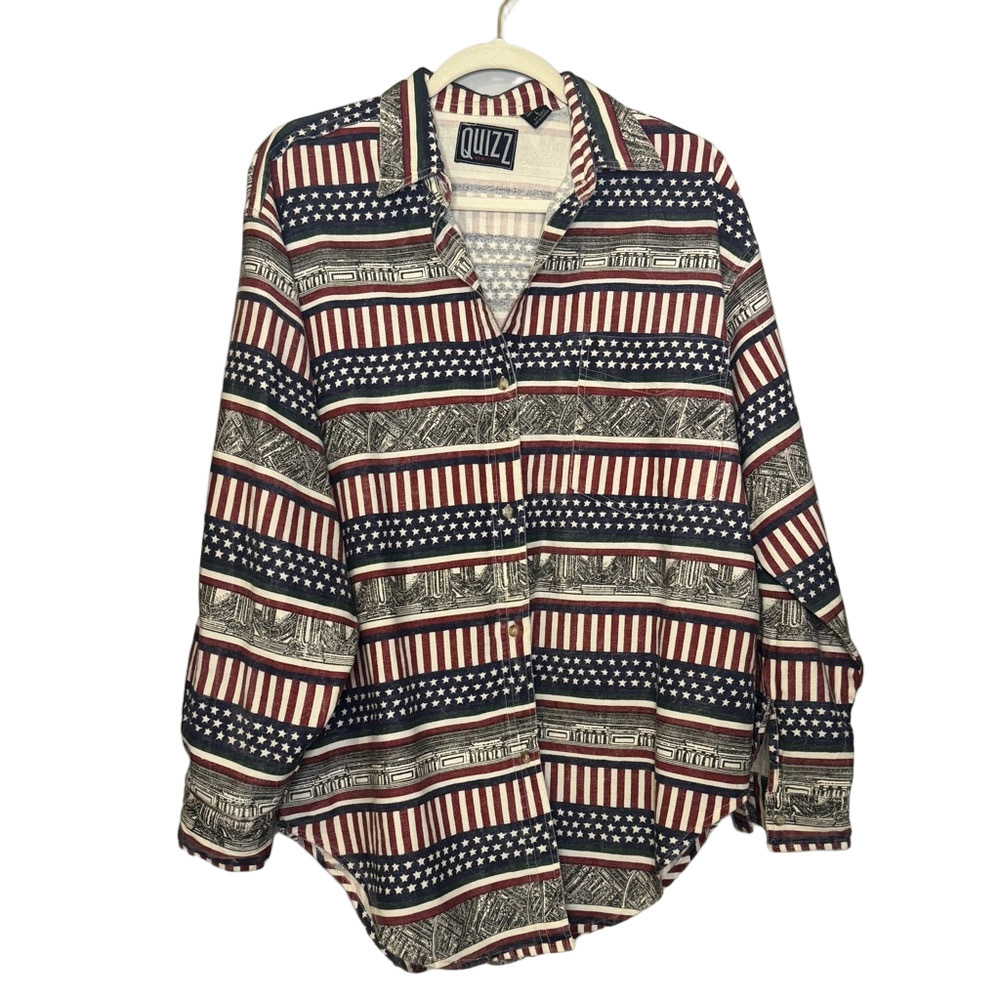Vintage Quizz Patriotic Button Down Shirt